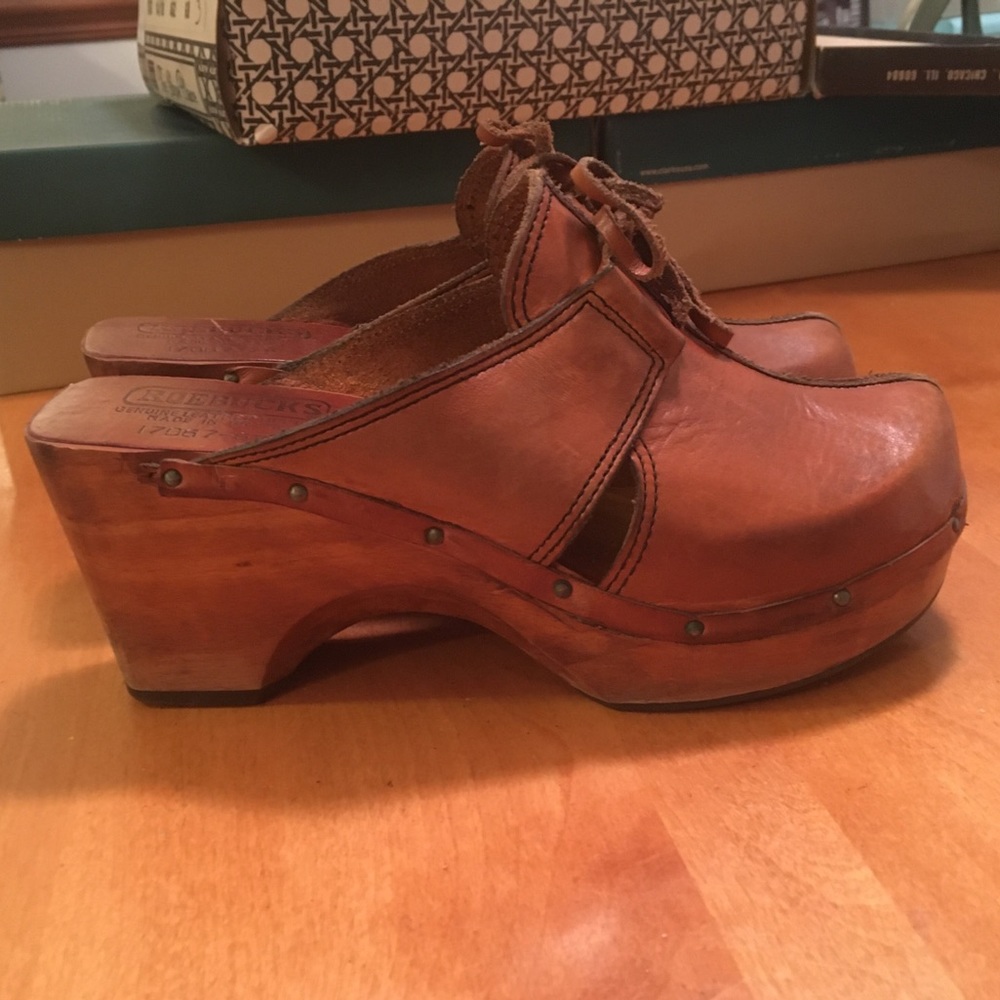 Vintage Roebucks Leather/Wood Clogs